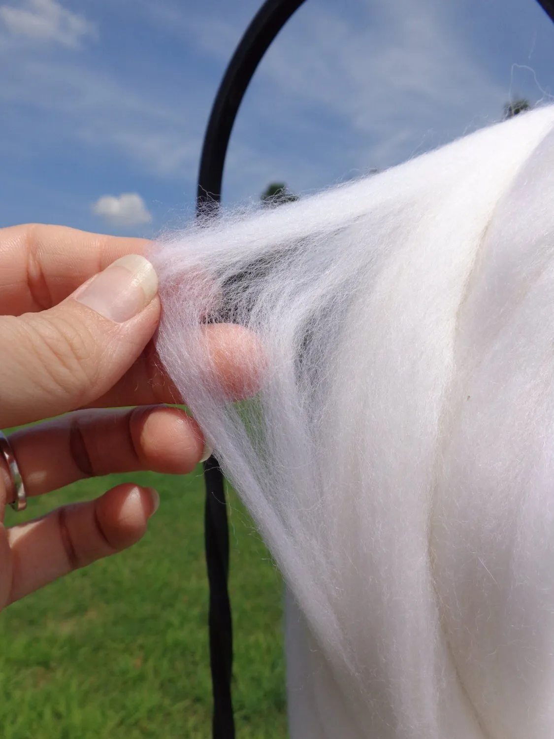 4 oz  ounce Diamond White Wool Top Roving Blogger Favorite 5 Stars!