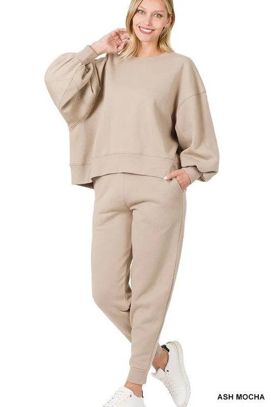 Adley Balloon Sleeve Sweatshirt & Sweatpants Set