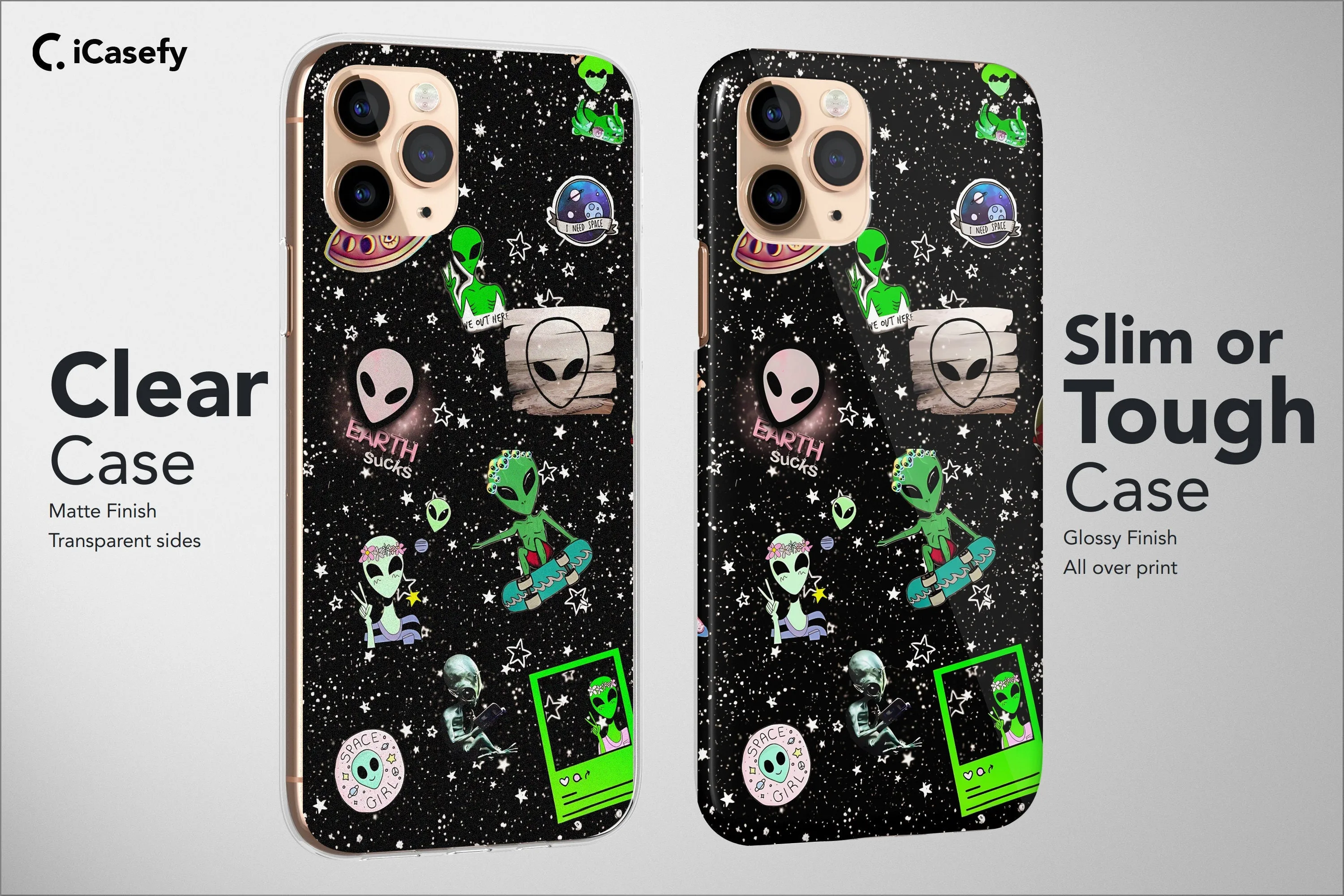 Alien iPhone Case Aesthetic Space Collage Cover Green