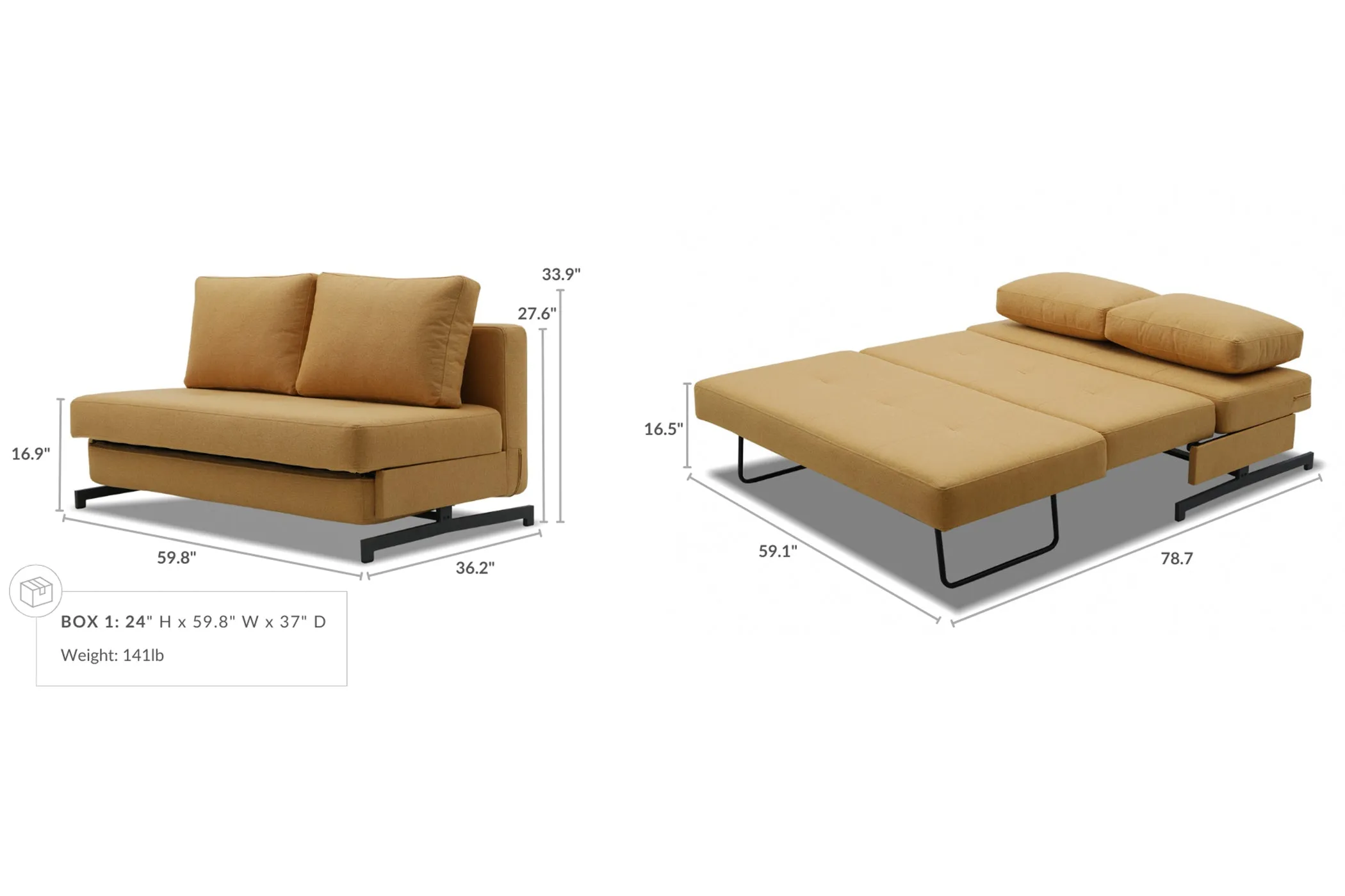 Bamton Armless Sofa Bed