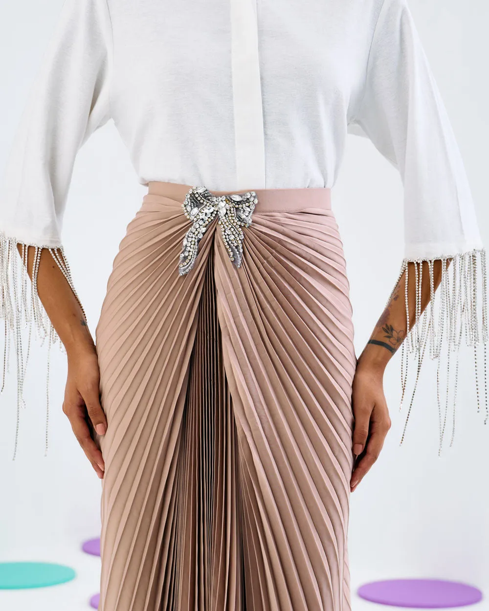 Beige Forever Pleated Skirt