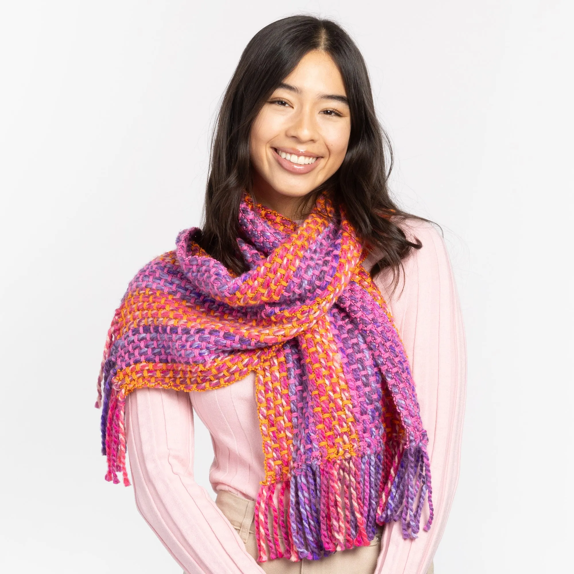 Bernat Striped Weaving Scarf Pattern