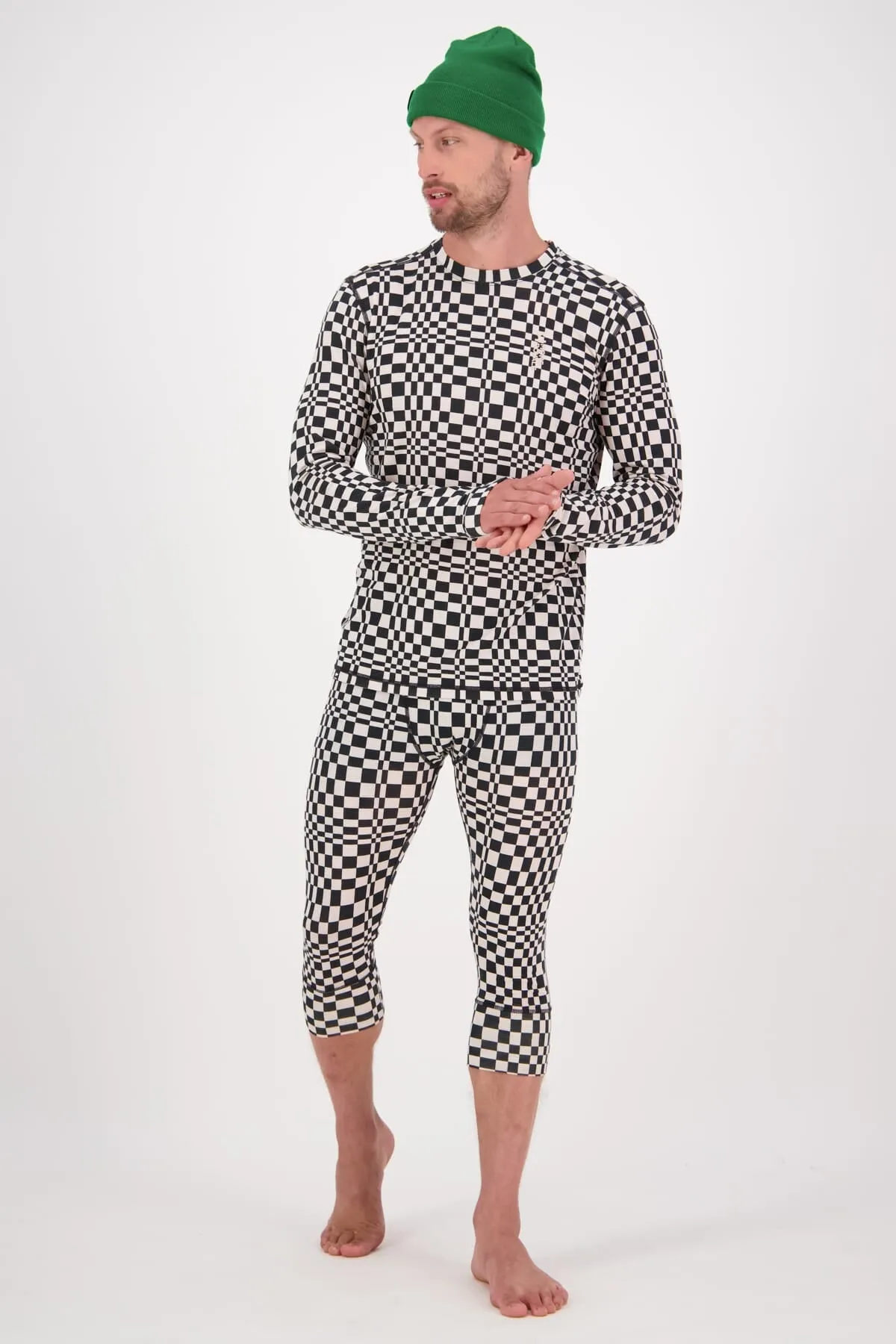 Cascade Merino Base Layer 3/4 Legging - Checkers