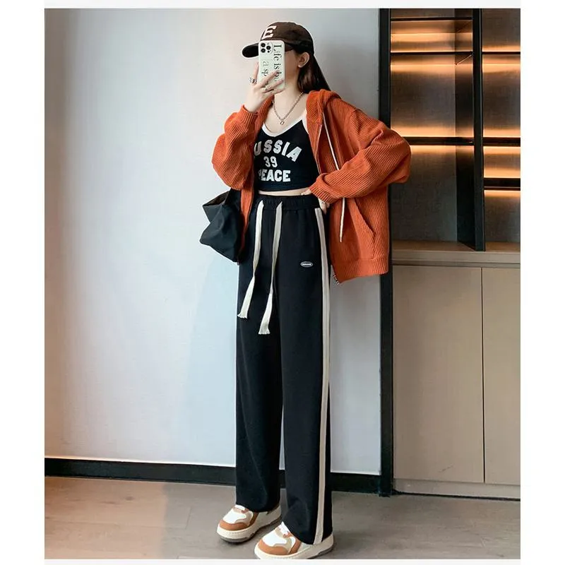 Casual Plus Sports Straight Leg Plus Velvet Loose Fit Sweatpants