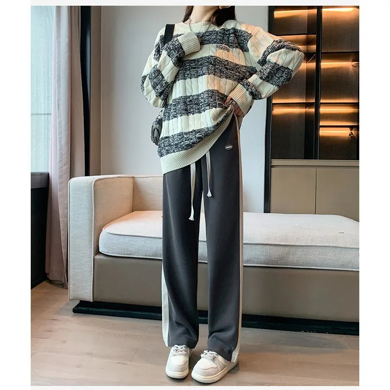 Casual Plus Sports Straight Leg Plus Velvet Loose Fit Sweatpants