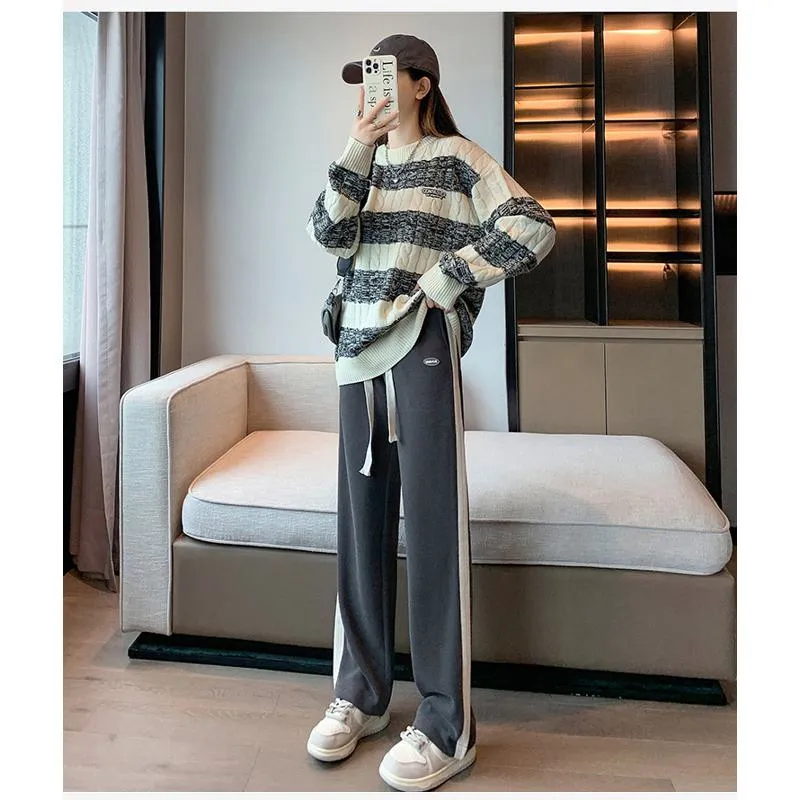 Casual Plus Sports Straight Leg Plus Velvet Loose Fit Sweatpants