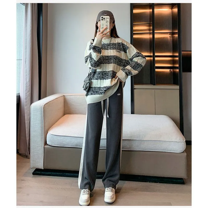 Casual Plus Sports Straight Leg Plus Velvet Loose Fit Sweatpants