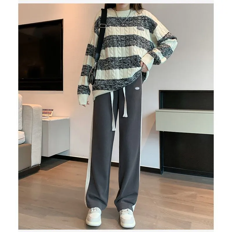 Casual Plus Sports Straight Leg Plus Velvet Loose Fit Sweatpants