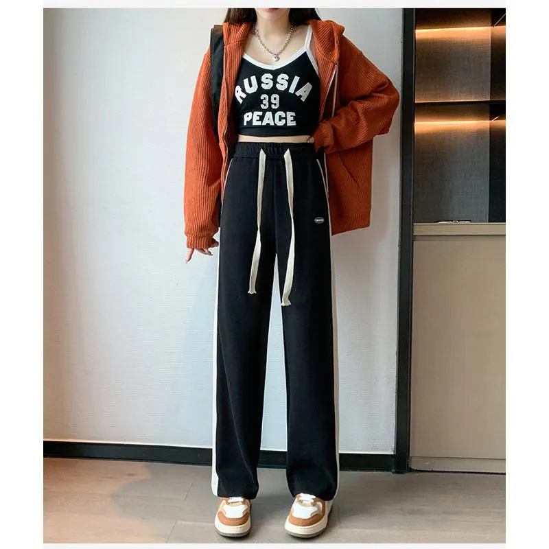 Casual Plus Sports Straight Leg Plus Velvet Loose Fit Sweatpants