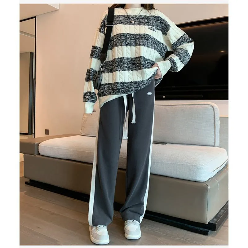 Casual Plus Sports Straight Leg Plus Velvet Loose Fit Sweatpants