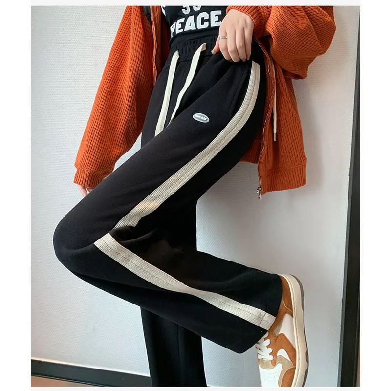 Casual Plus Sports Straight Leg Plus Velvet Loose Fit Sweatpants