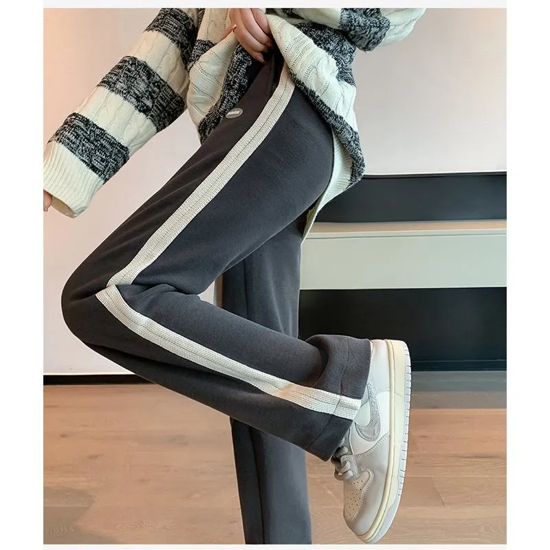 Casual Plus Sports Straight Leg Plus Velvet Loose Fit Sweatpants