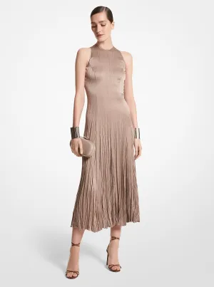 Charmeuse Michael Kors Textured Pleated Dress, Brown