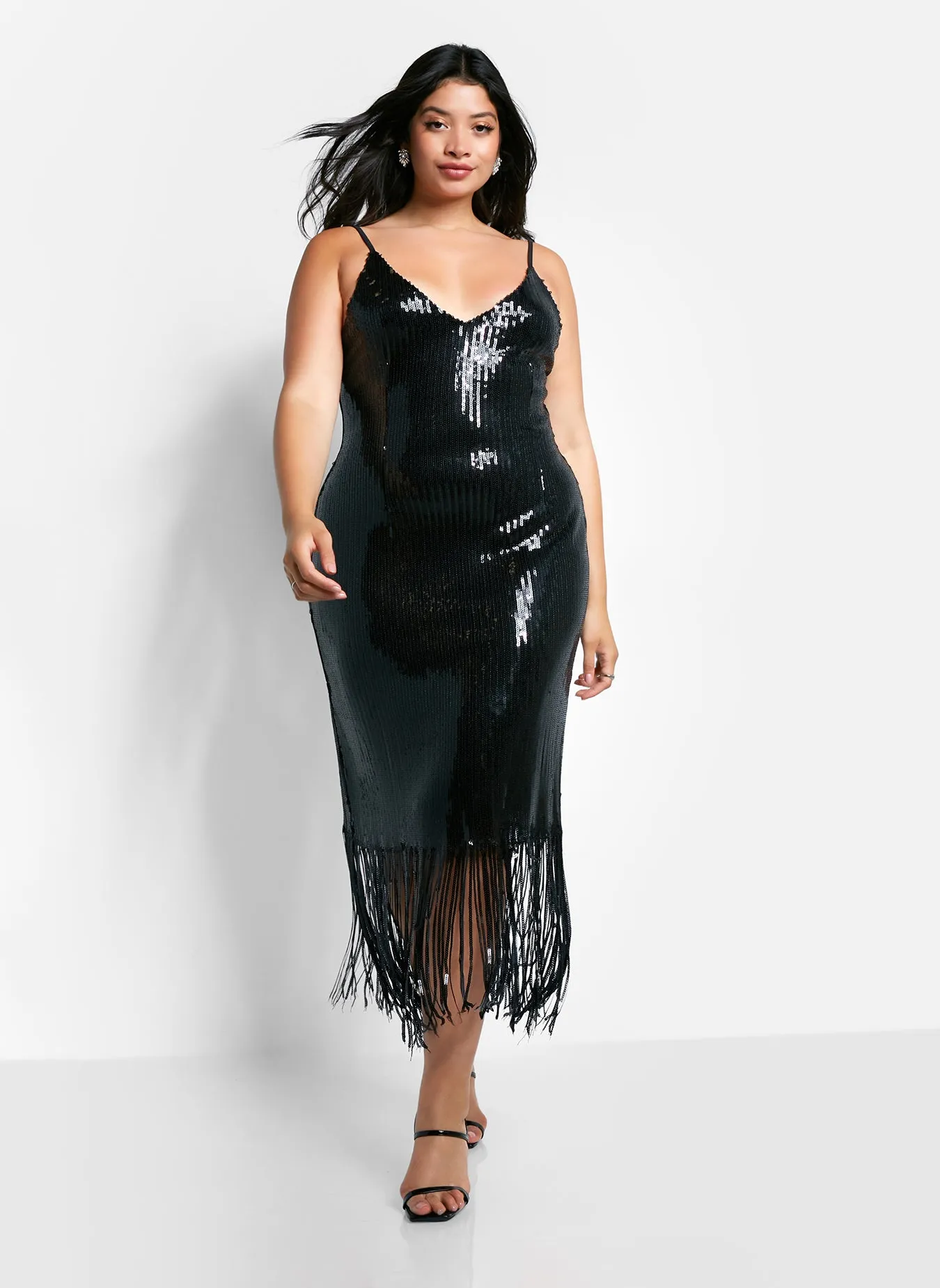 Chiara Sequin Fringe Midi Slip Dress