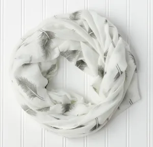 Chloe & Lex - Feathers Lightweight Infinity White Scarf