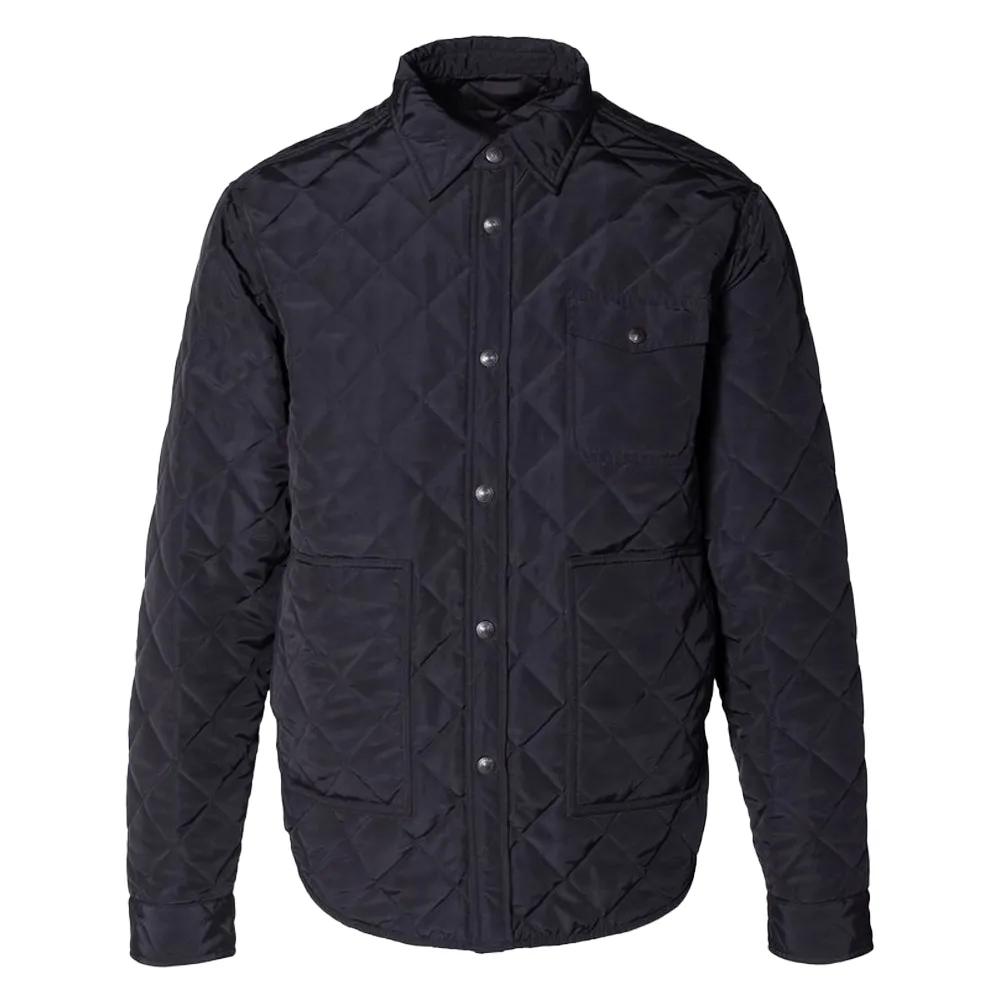 Down-filled Quilted Shirt Jacket | Black