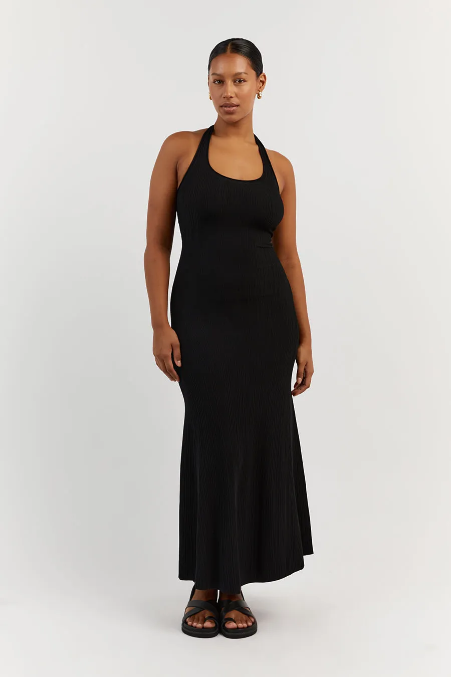 EDDISON BLACK KNIT MIDI DRESS