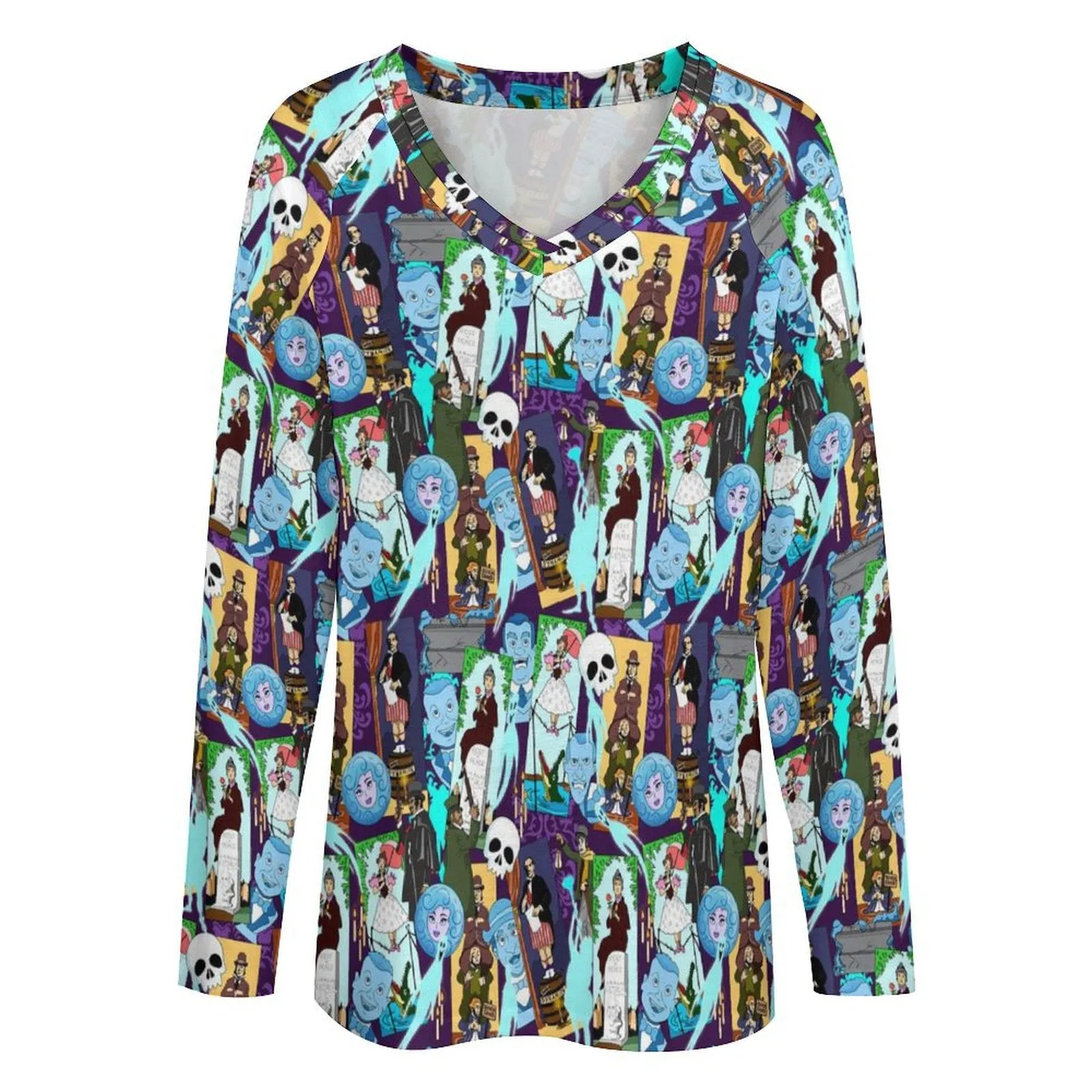 Haunted Mansion Favorites Long Sleeve Loose V-Neck Tee