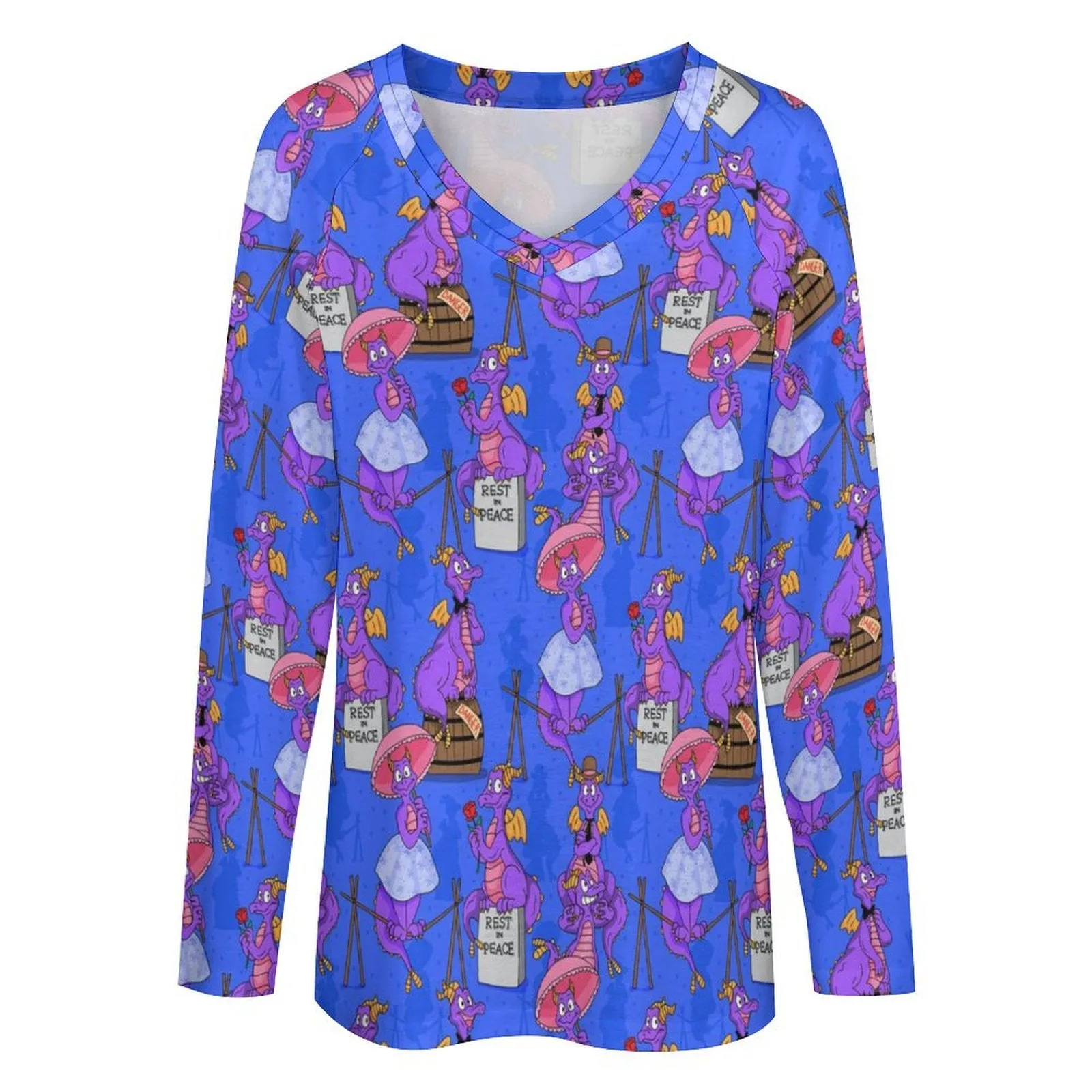 Haunted Mansion Figment Long Sleeve Loose V-Neck Tee