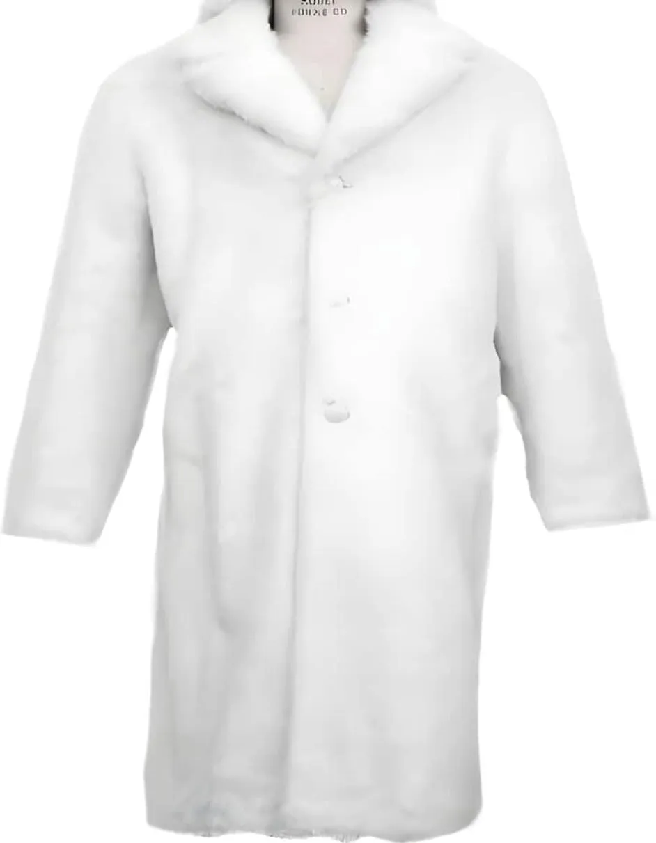 Long Top Coat Full length Coat White - Faux Fur Overcoat