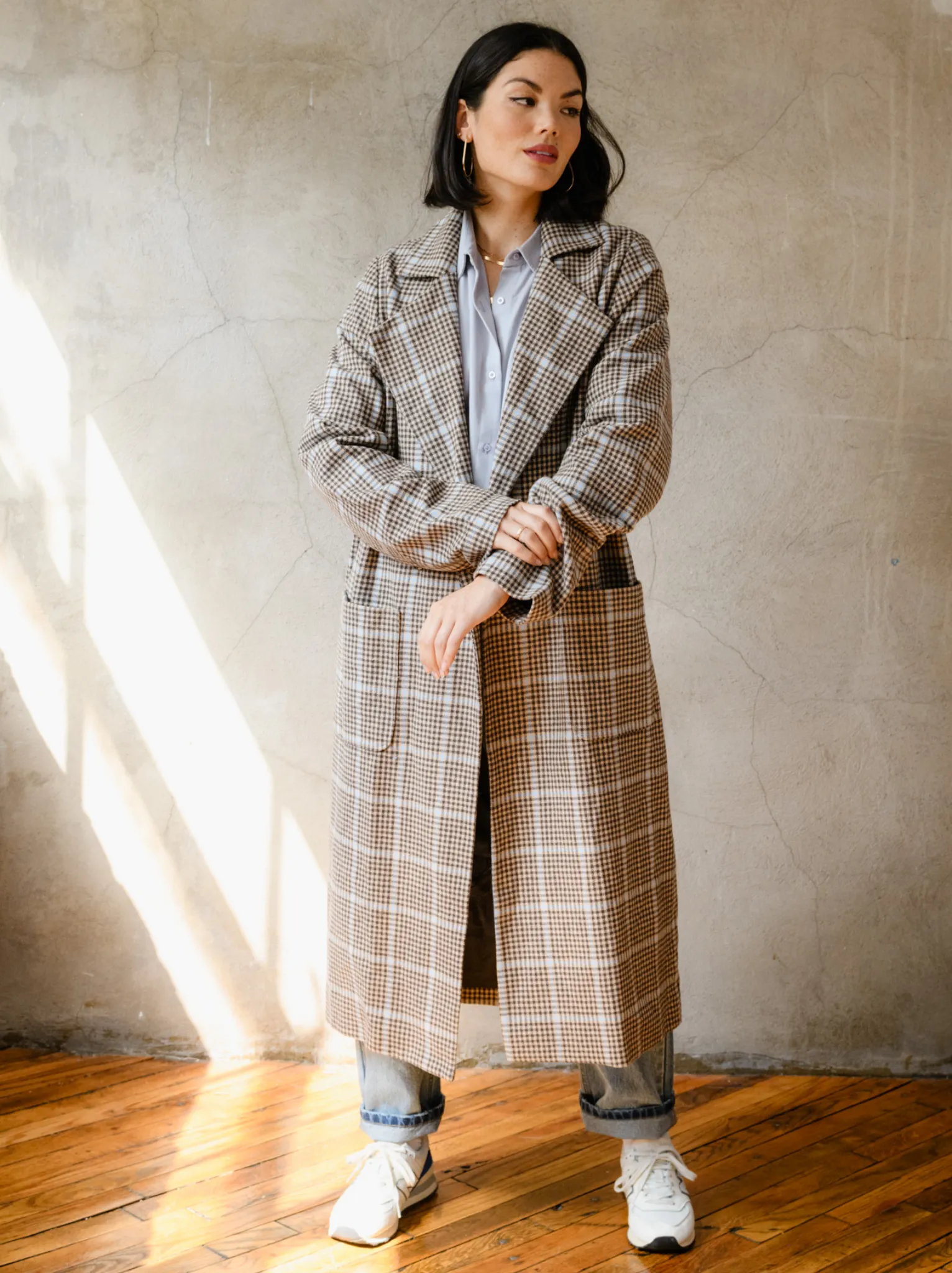 Marie Brushed Plaid Overcoat