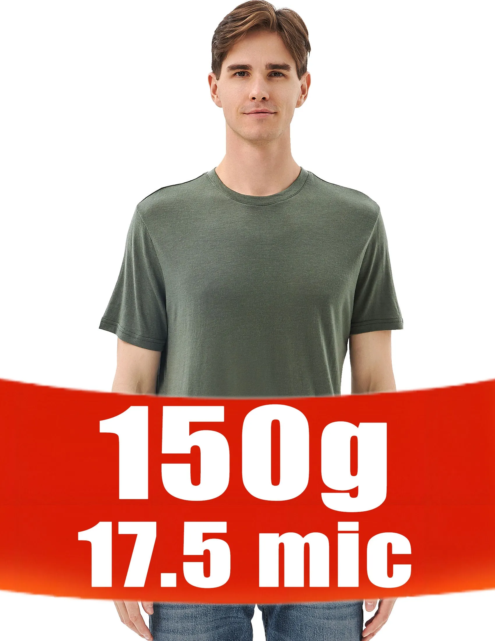 Men's Merino 150g Classic Short Sleeve T-Shirt Olive Green