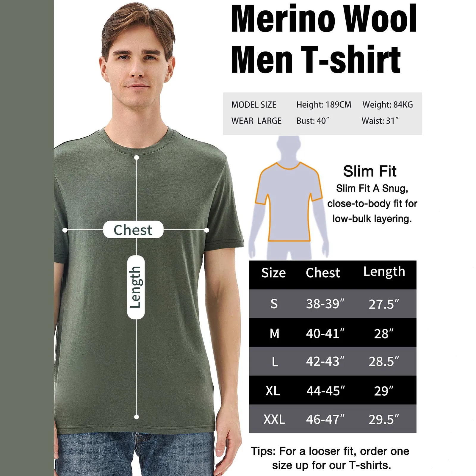 Men's Merino 150g Classic Short Sleeve T-Shirt Olive Green