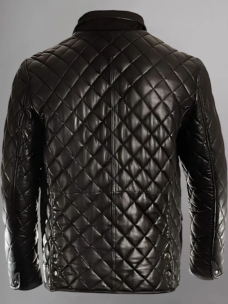 Men’s Quilted Black Cafe Racer Jacket