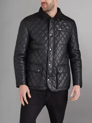 Men’s Quilted Black Cafe Racer Jacket