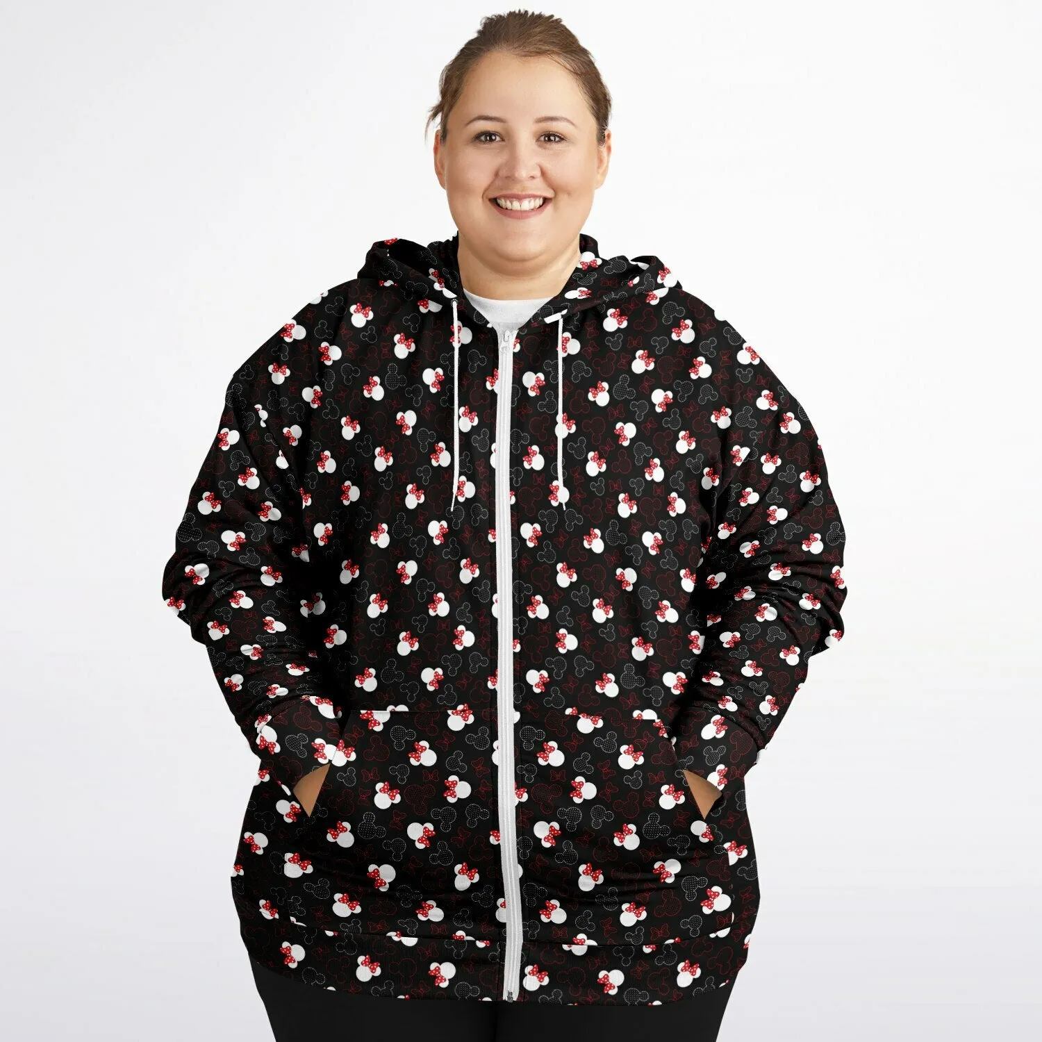 Mickey And Minnie Dots Plus-size Unisex Zip Hoodie