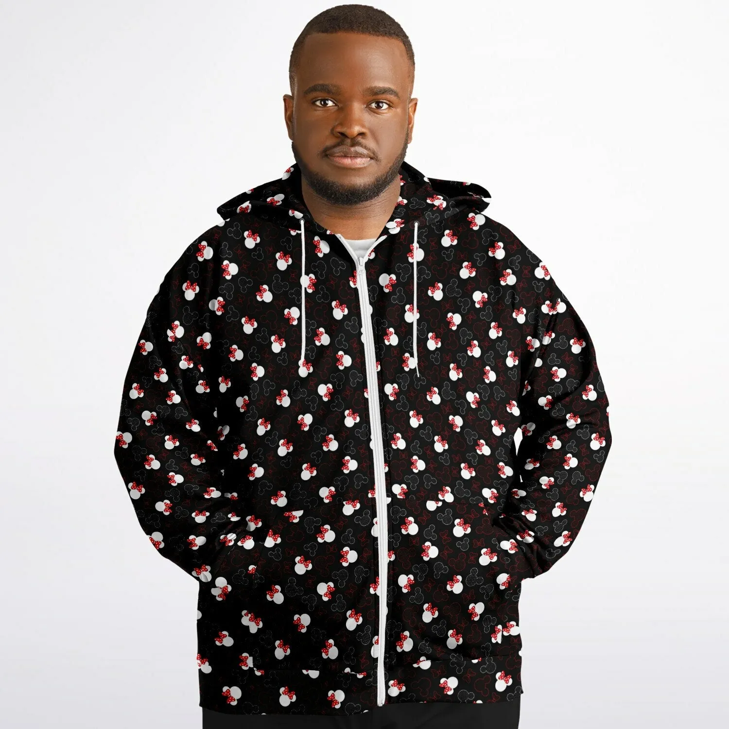 Mickey And Minnie Dots Plus-size Unisex Zip Hoodie