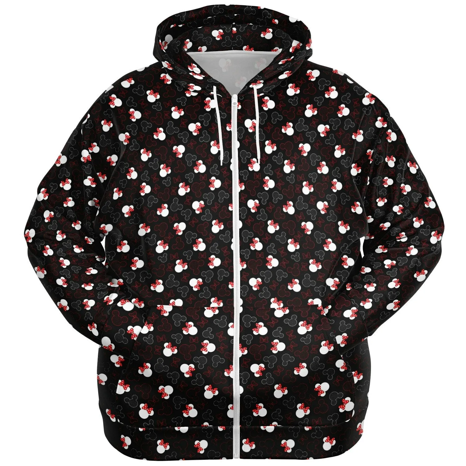 Mickey And Minnie Dots Plus-size Unisex Zip Hoodie