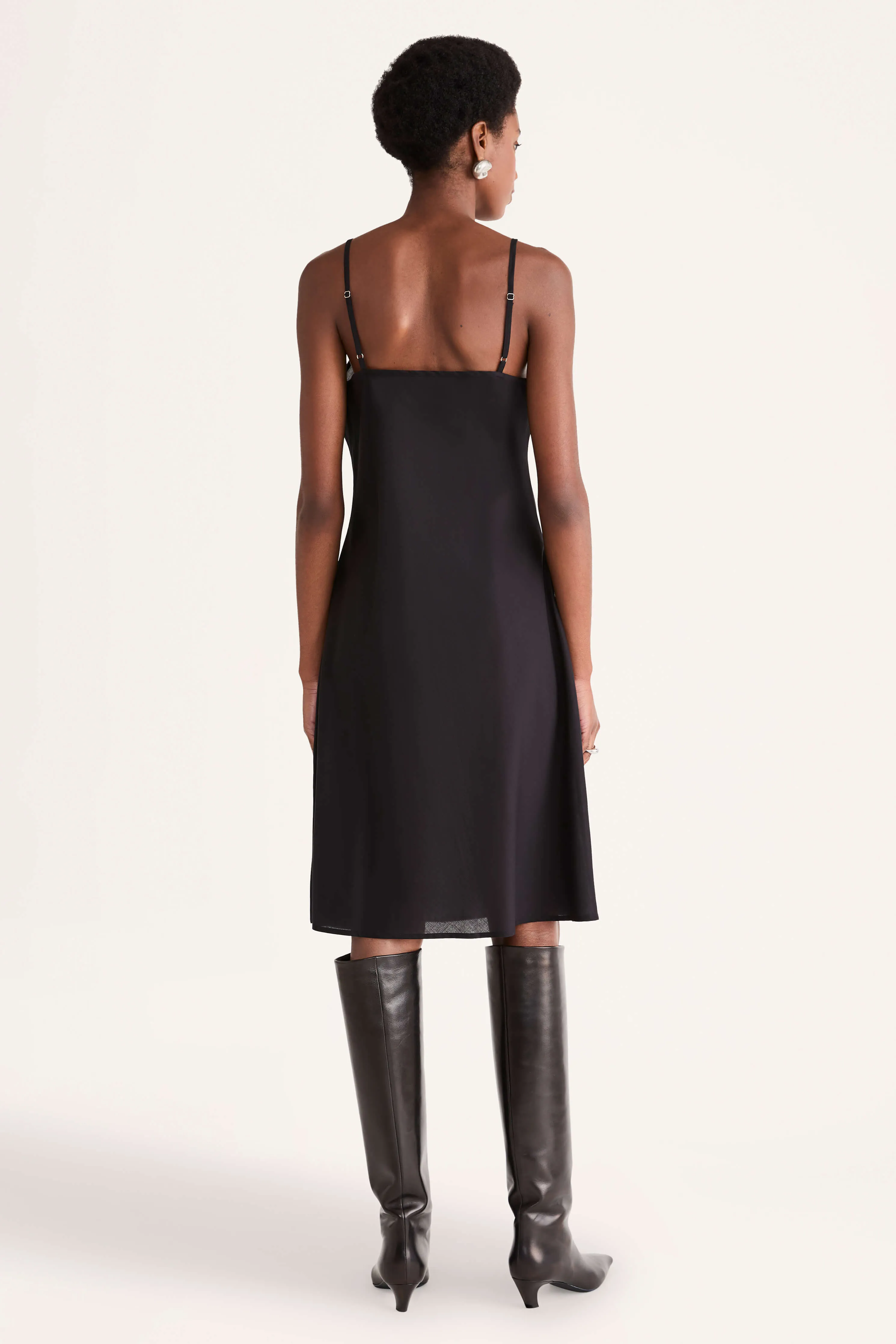 Midi Slip Dress in Black