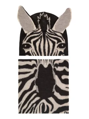 Molo Kid's Kleo beanie set Zebra-Black