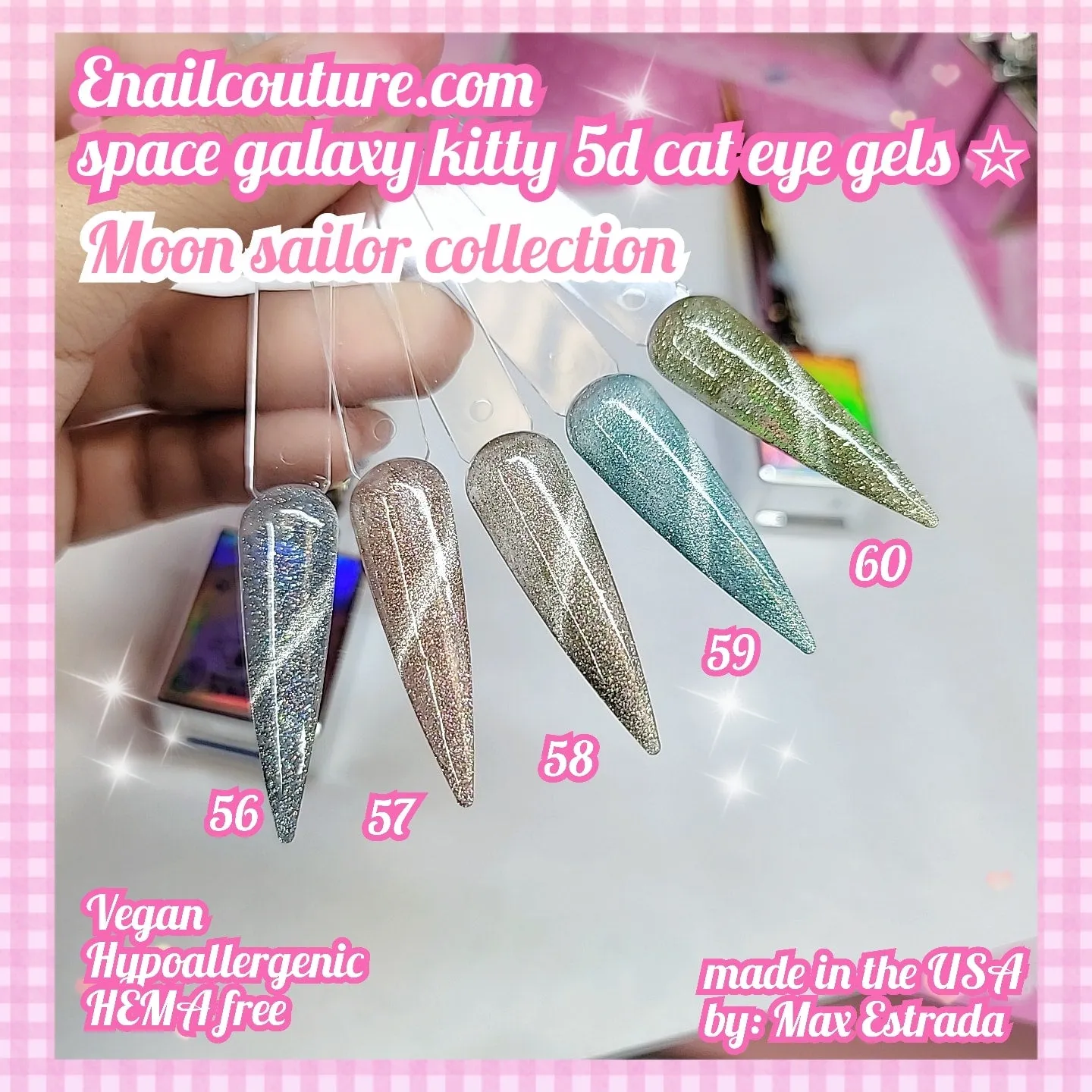 Moon Sailor  space galaxy kitty gels!~ (jellybean NEW 5d cat eye color gels)(Magnetic Gel Polish Auroras Snowlight Cat Eye Gel Shining Glitter Soak Off UV Gel Polish )