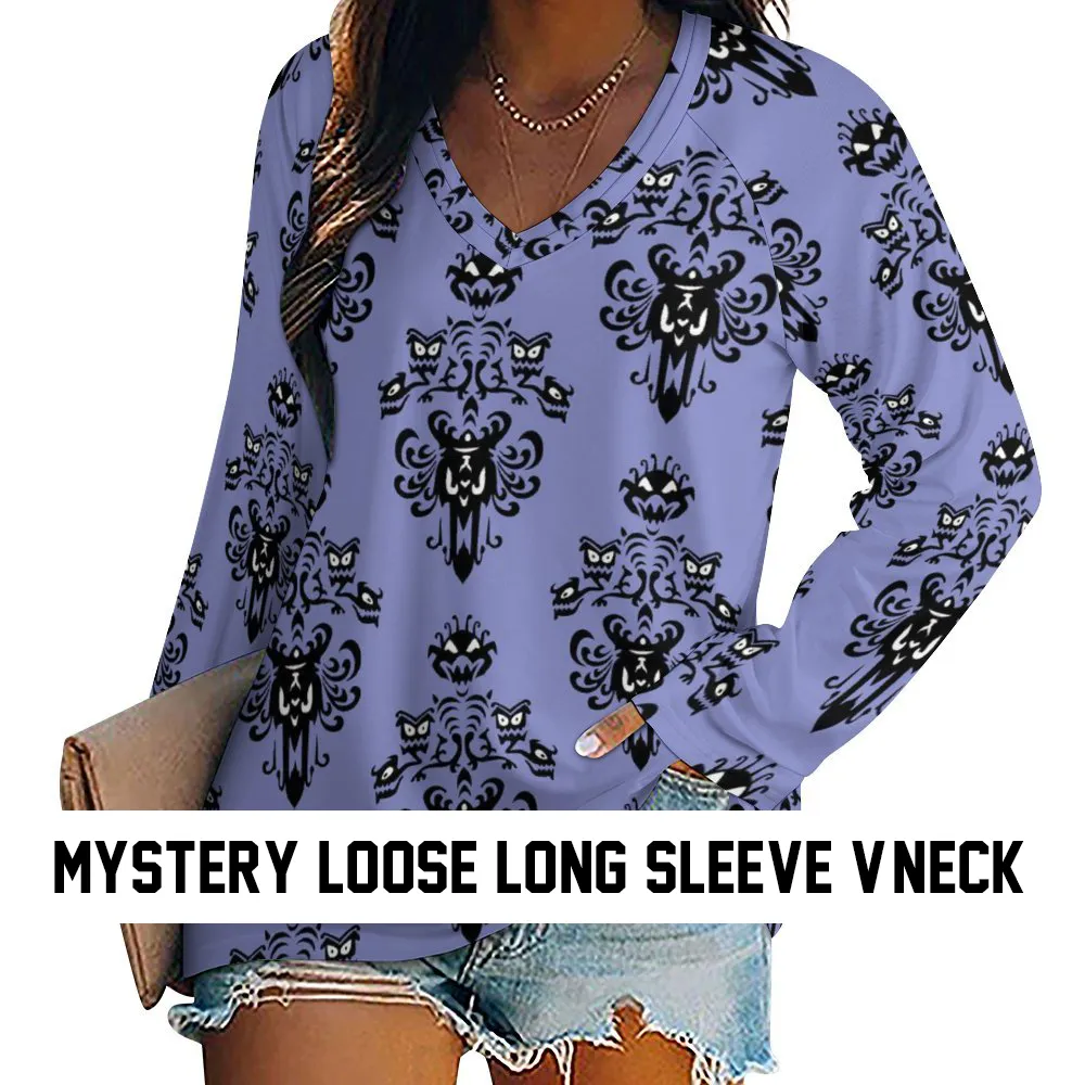 Mystery Long Sleeve Loose V-Neck Tee