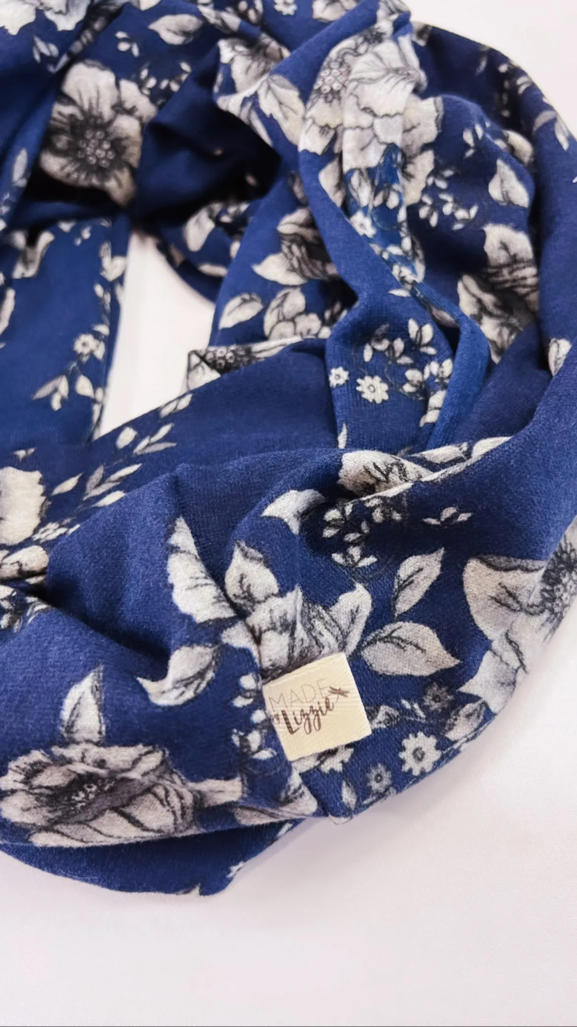 Navy Floral Infinity Scarf