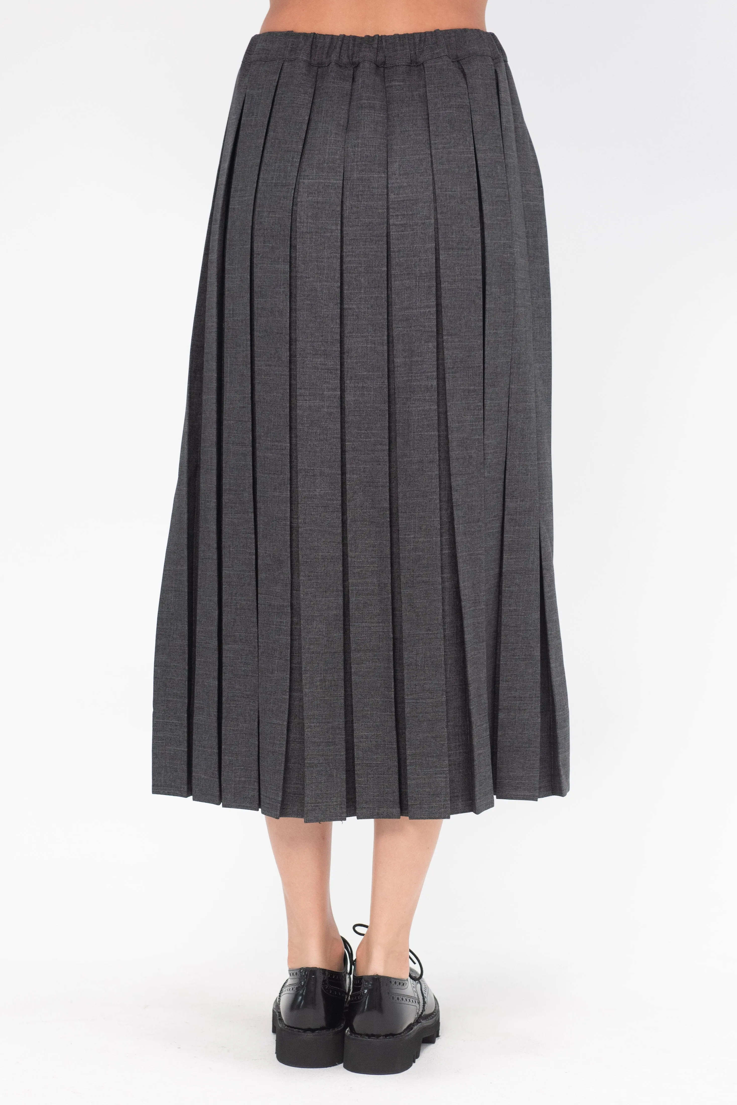 Pleated Midi Skirt, Dark Grey