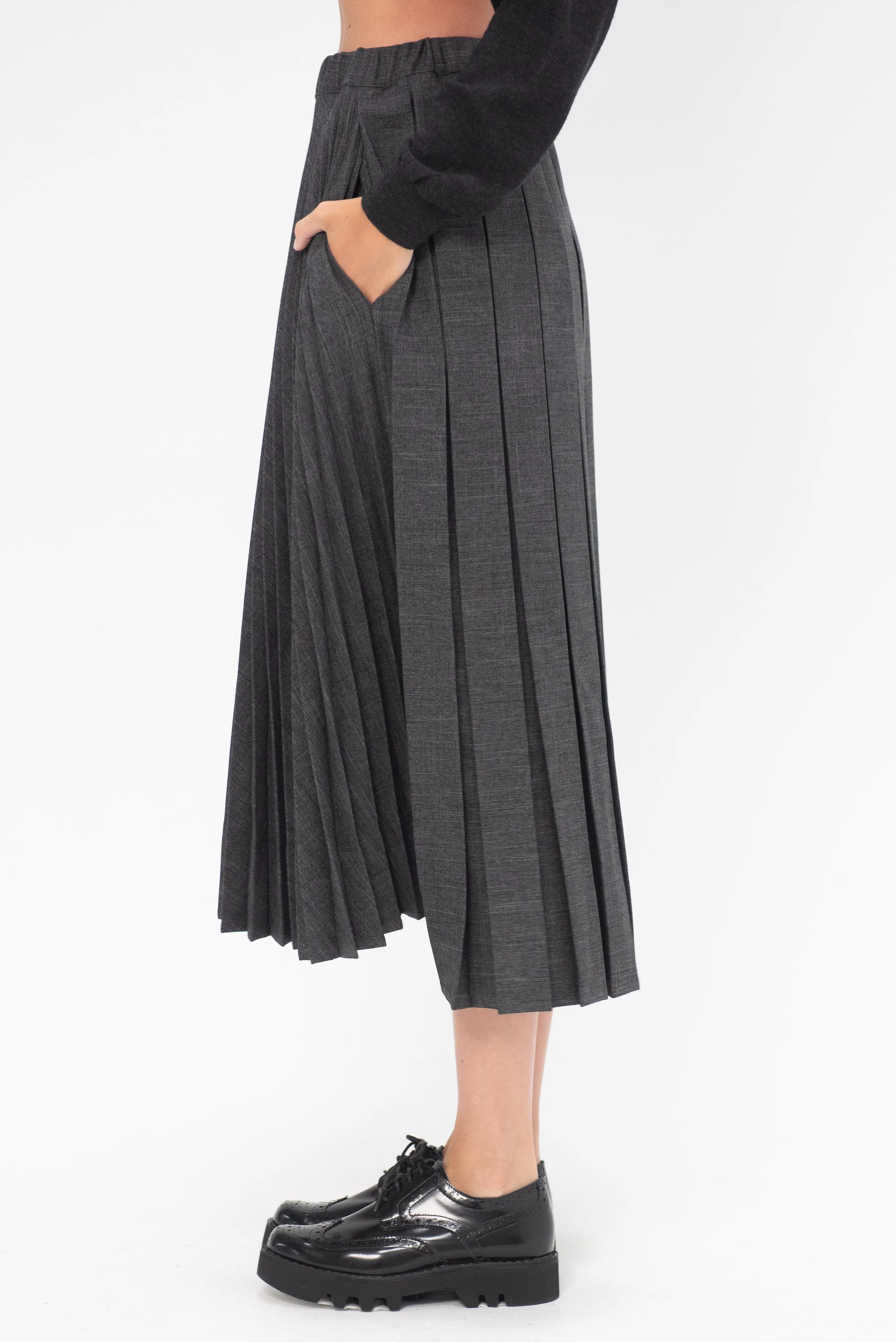 Pleated Midi Skirt, Dark Grey