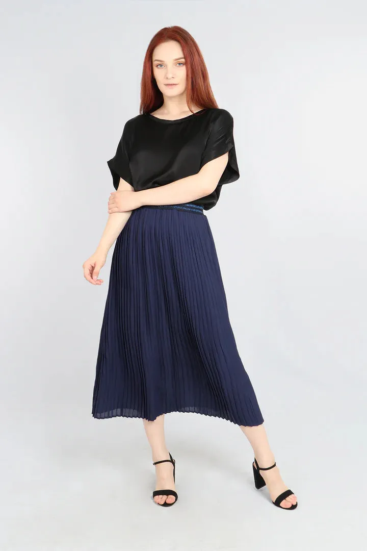 Pleated Skirt - Navy Blue Glitter Band