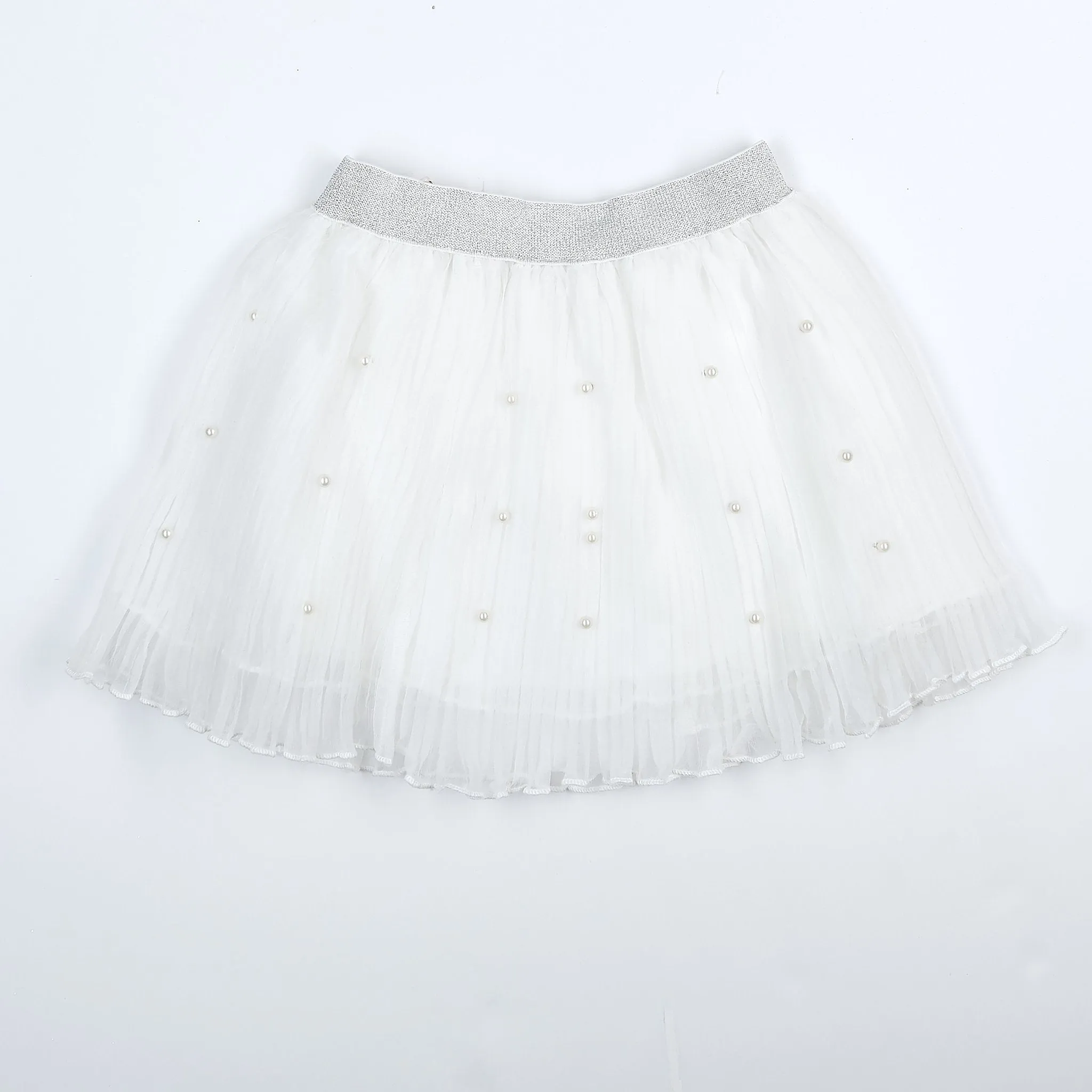 Pleated Skirt with Pearls in Mint or White