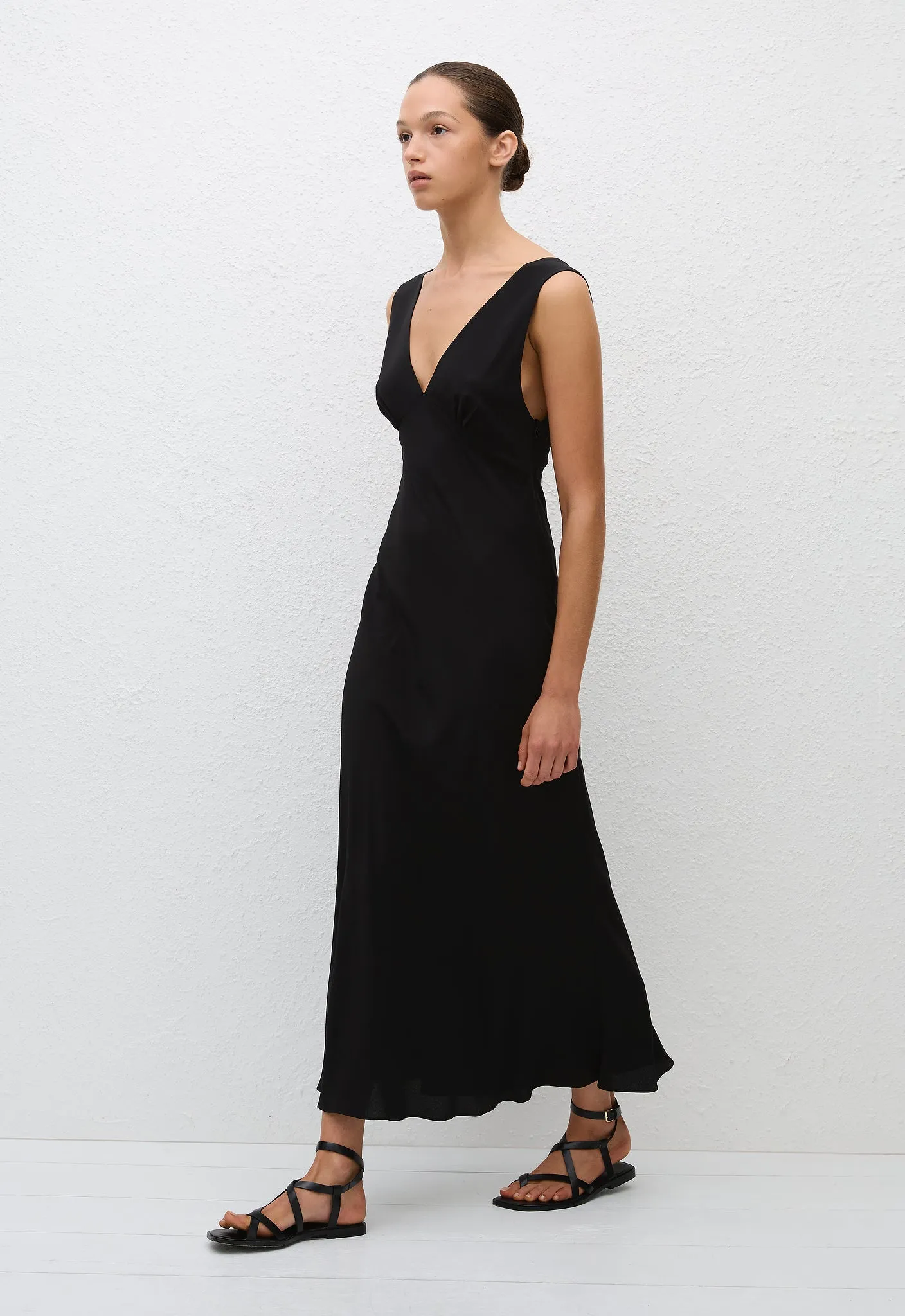 Plunge Slip Dress - Black