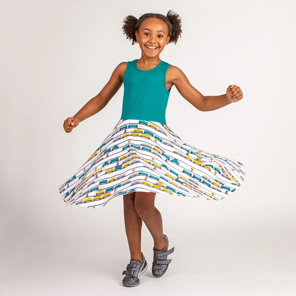 "ENGINEuity" Trains Twirly Play Dress with Pockets