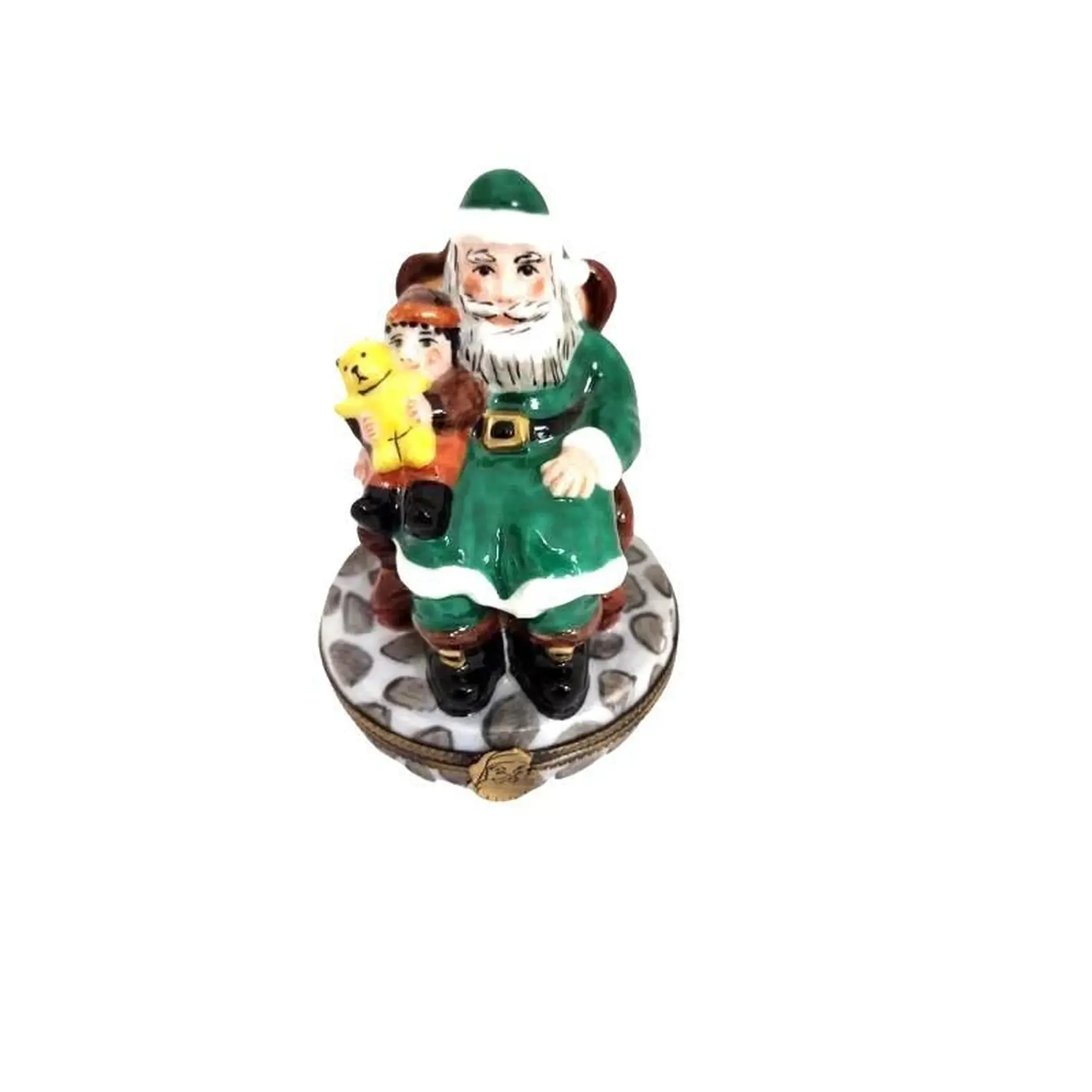 Santa with Child Figurine in Green Elda Creation