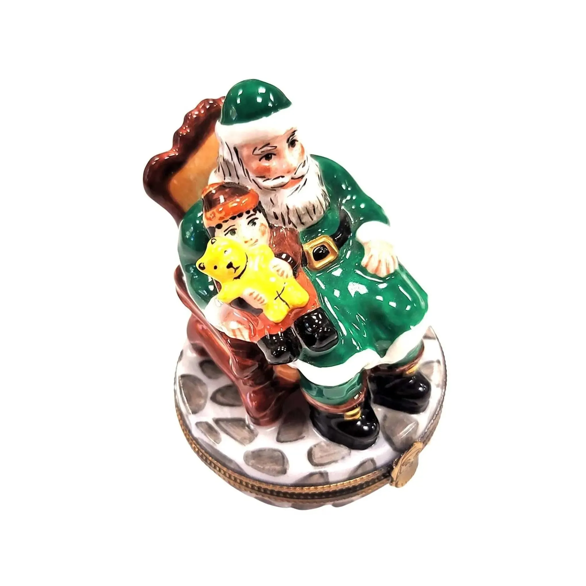 Santa with Child Figurine in Green Elda Creation