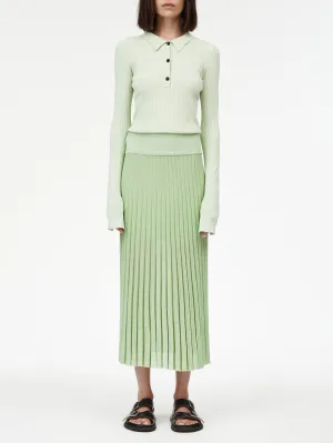 Sheer Pleat Skirt in Aegean Green