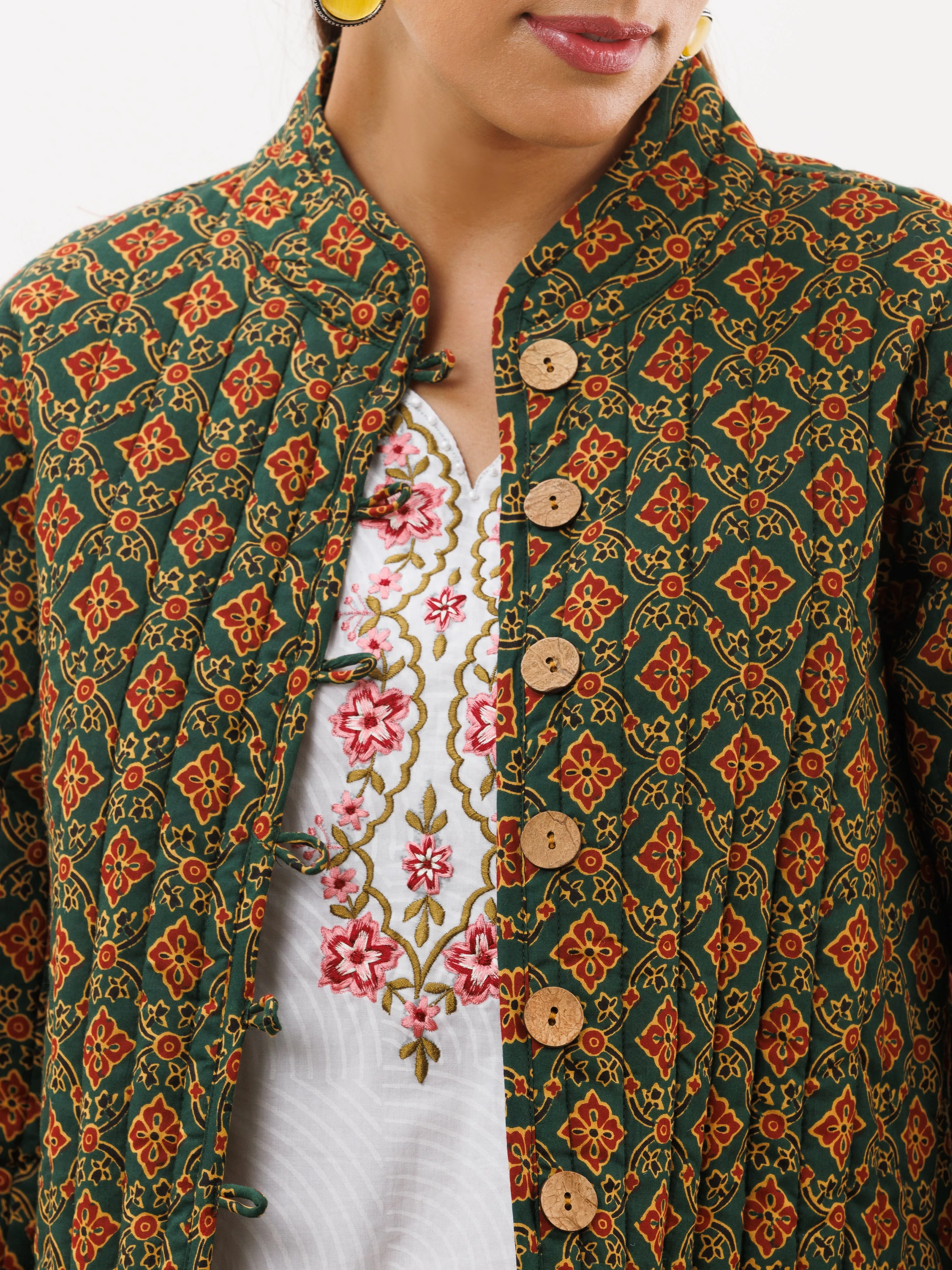 Shishir Aina Ajrakh Quilted Reversible Jacket