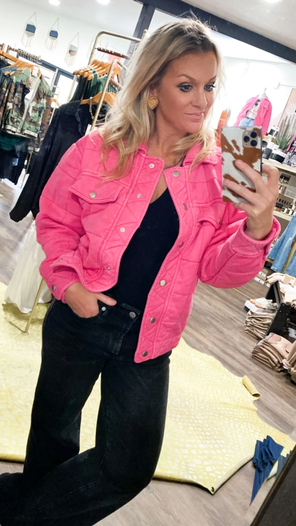 The Hampton Quilted Jacket in Hot Pink