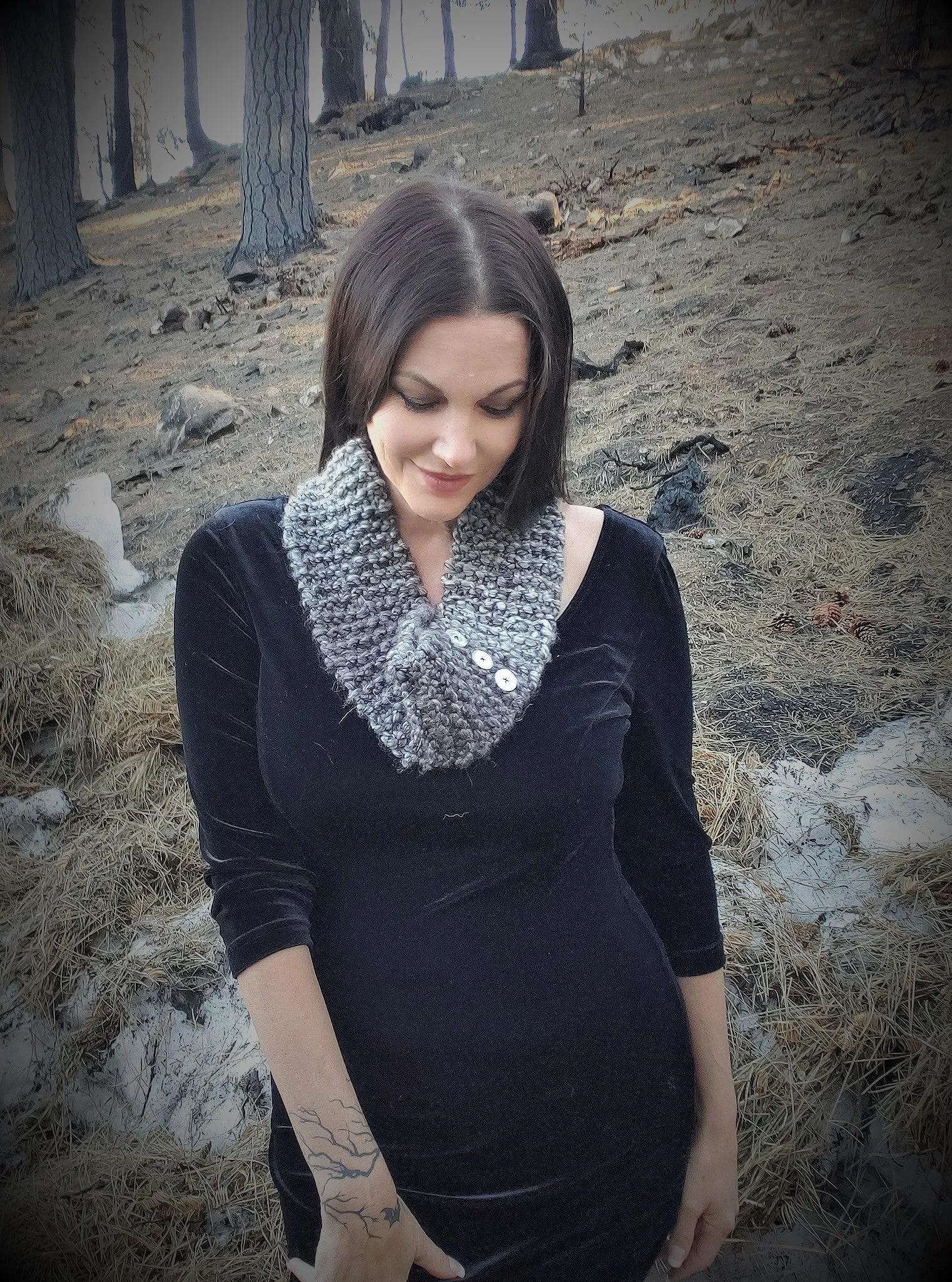 The "Winter Frost" Hand Knit Infinity Scarf