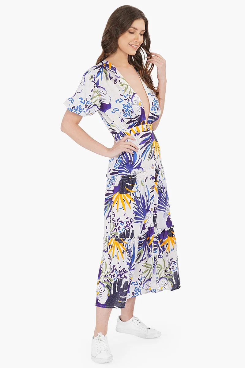 Tropical Twilight Midi Dress